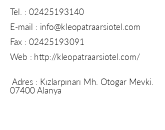 Kleopatra Arsi Hotel iletiim bilgileri